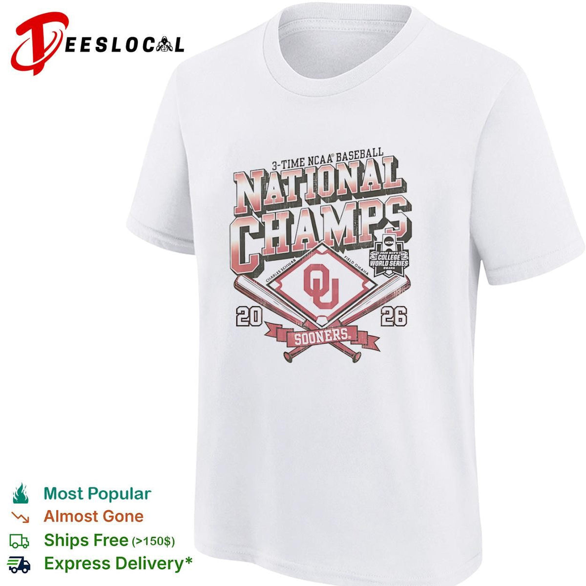 Oklahoma Sooners 3 Time NCAA Baseball National Champs Charles Schwab Field Omaha shirt Unisex