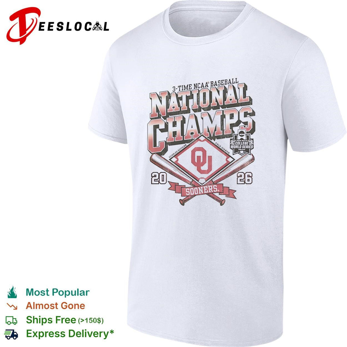 Oklahoma Sooners 3 Time NCAA Baseball National Champs Charles Schwab Field Omaha shirt Unisex