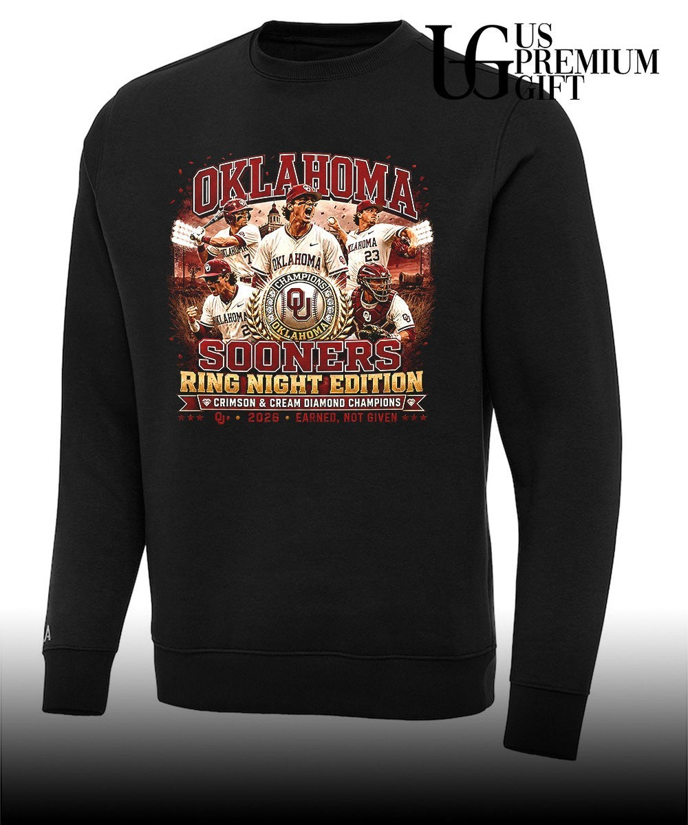Oklahoma Sooners Baseball Champions 2026 Ring Night Edition Crimson Cream shirt Unisex