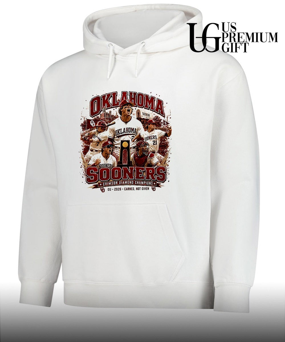 Oklahoma Sooners Baseball Team 2026 Earned Not Given Crimson Diamond Champions shirt Unisex