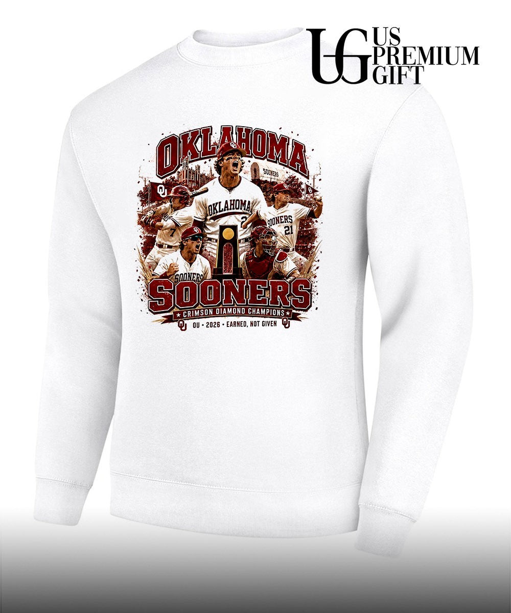 Oklahoma Sooners Baseball Team 2026 Earned Not Given Crimson Diamond Champions shirt Unisex