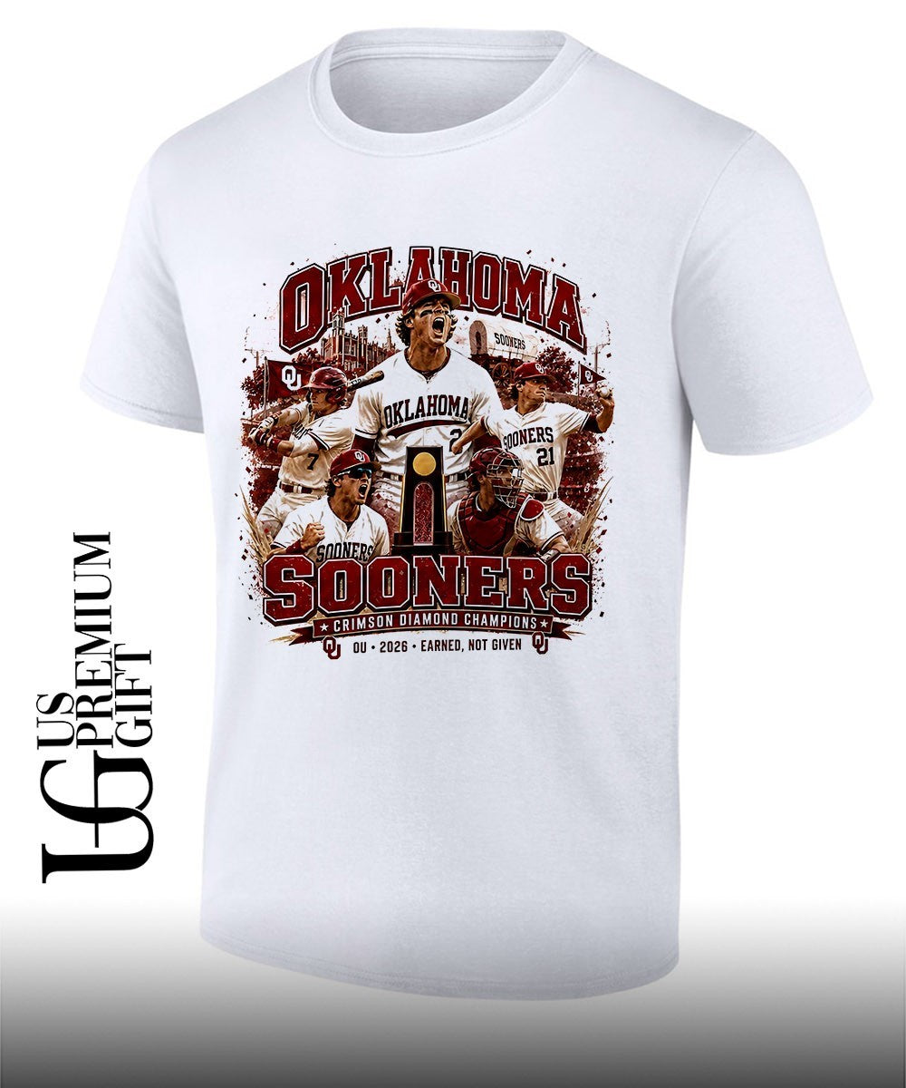 Oklahoma Sooners Baseball Team 2026 Earned Not Given Crimson Diamond Champions shirt Unisex