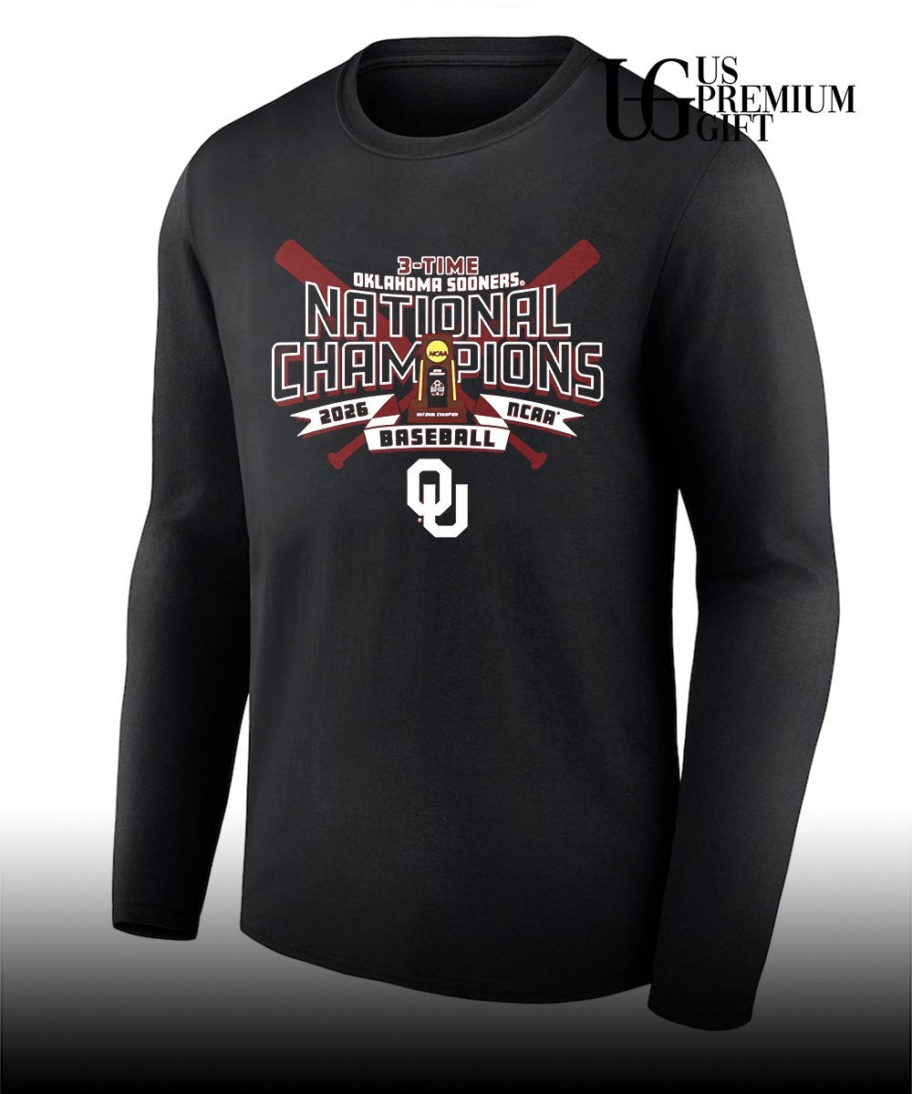 Oklahoma Sooners Crimson 2026 College World Series 3-Time Champions shirt Unisex