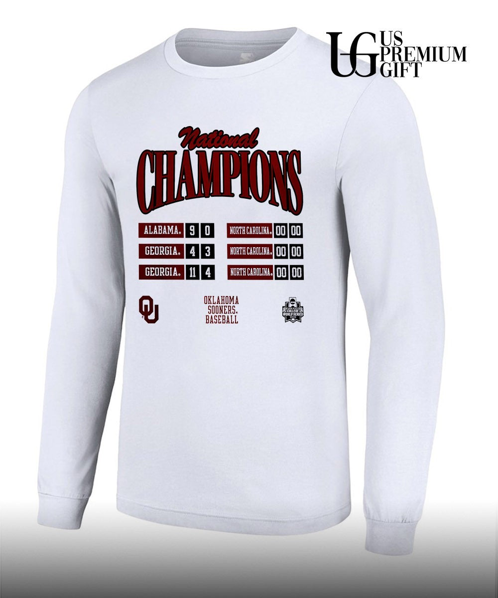 Oklahoma Sooners NCAA College World Series National Champions Scoreboard shirt Unisex
