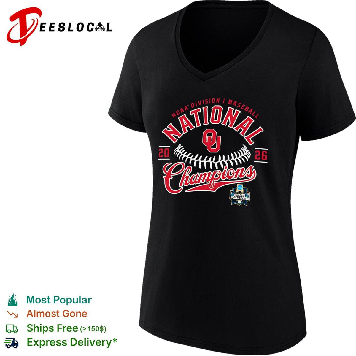 Oklahoma Sooners NCAA Division I Baseball National Champions 2026 College World shirt Unisex