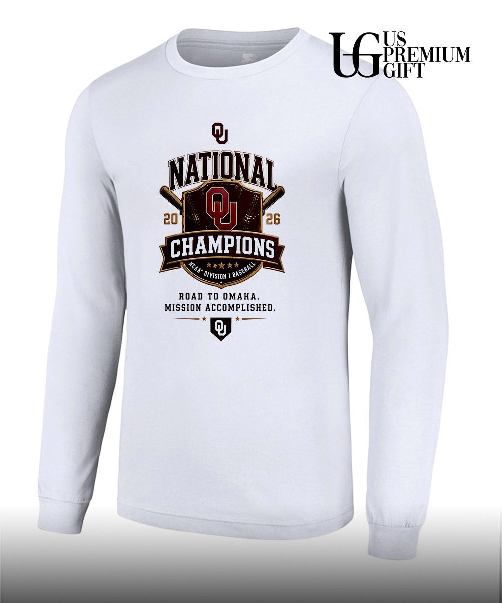Oklahoma Sooners NCAA Division I Baseball National Champions 2026 Road to Omaha shirt Unisex