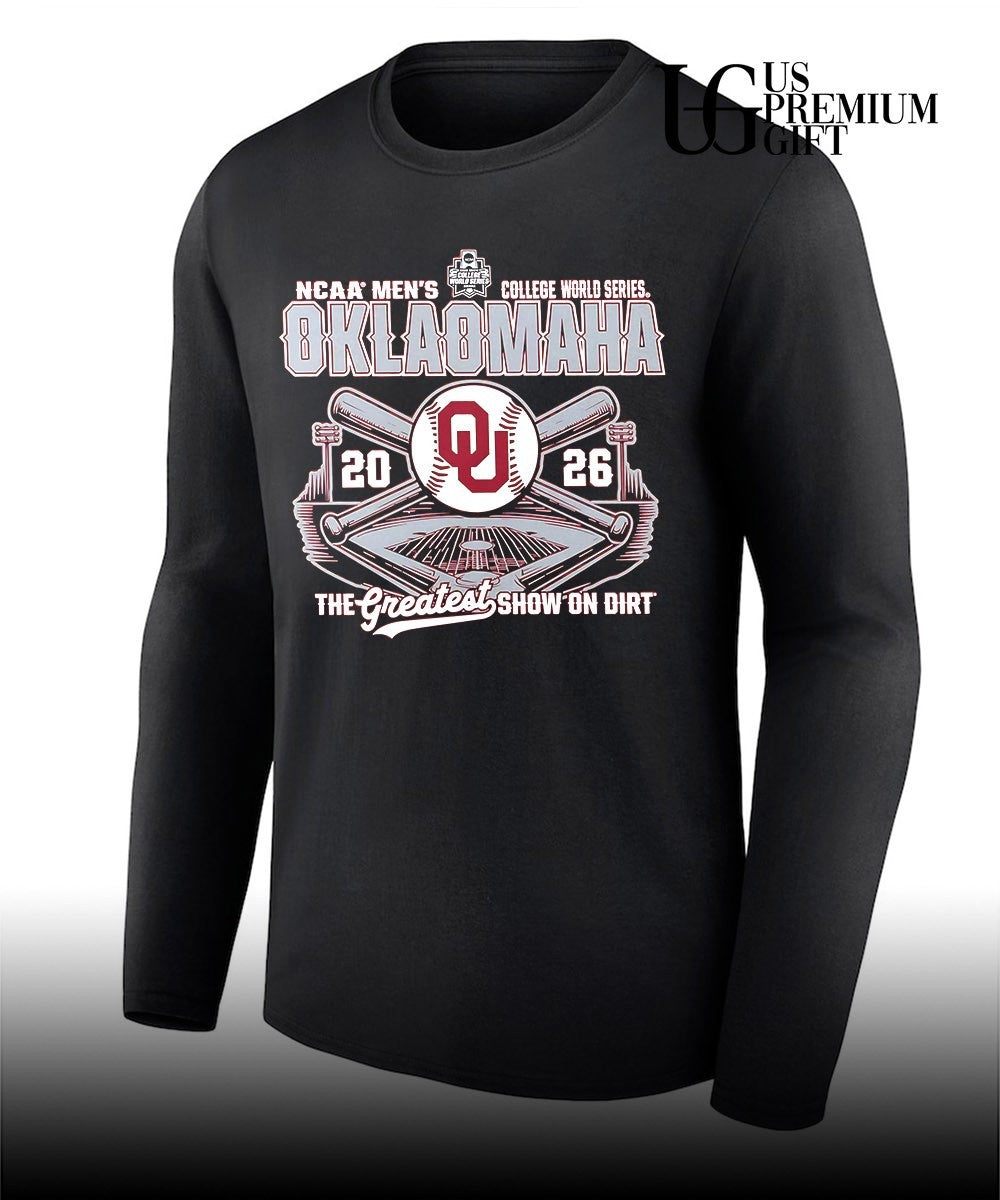 Oklahoma Sooners NCAA Men’s College World Series Oklamaha 2026 The Greatest Show on Dirt shirt