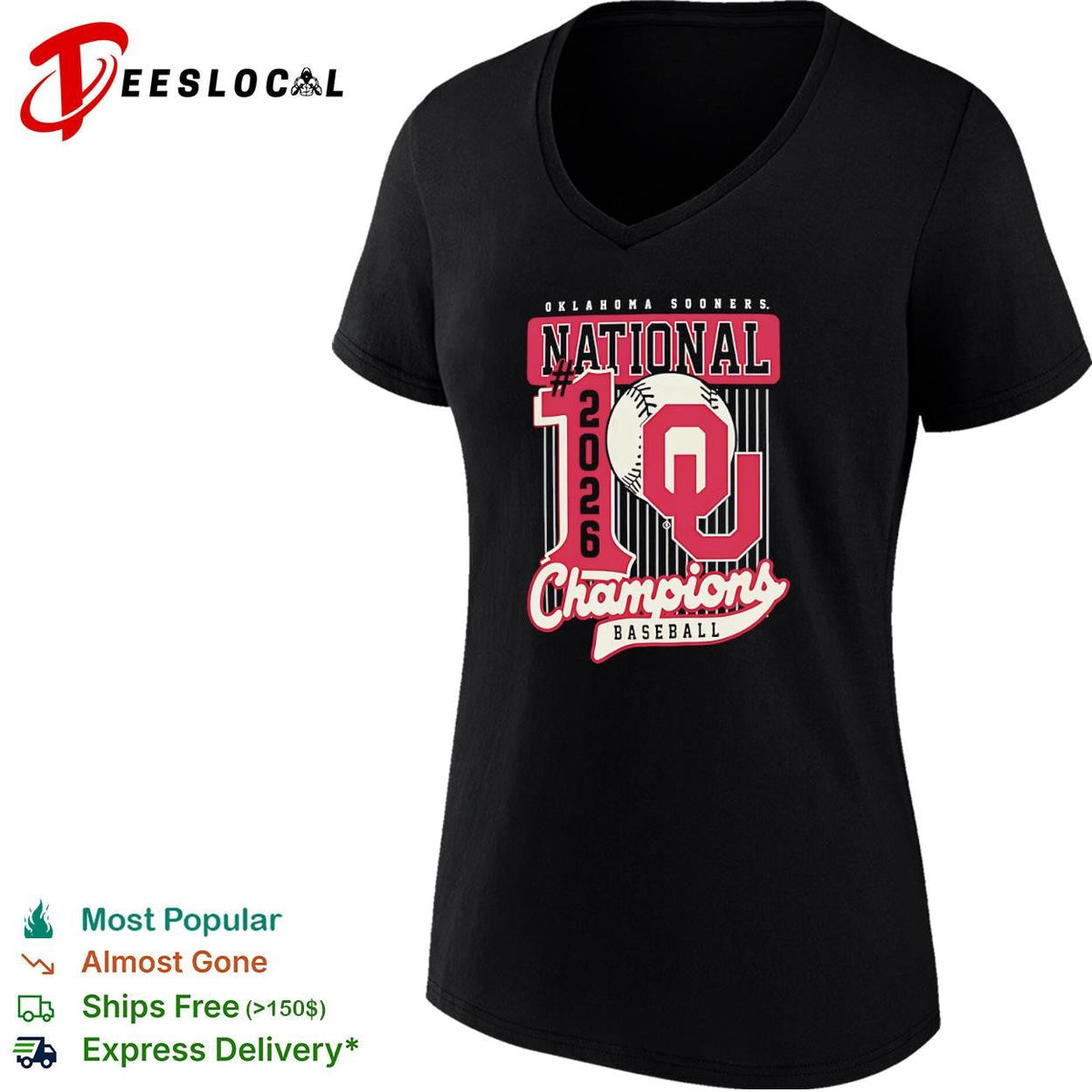 Oklahoma Sooners National 2026 Champions Baseball shirt Unisex