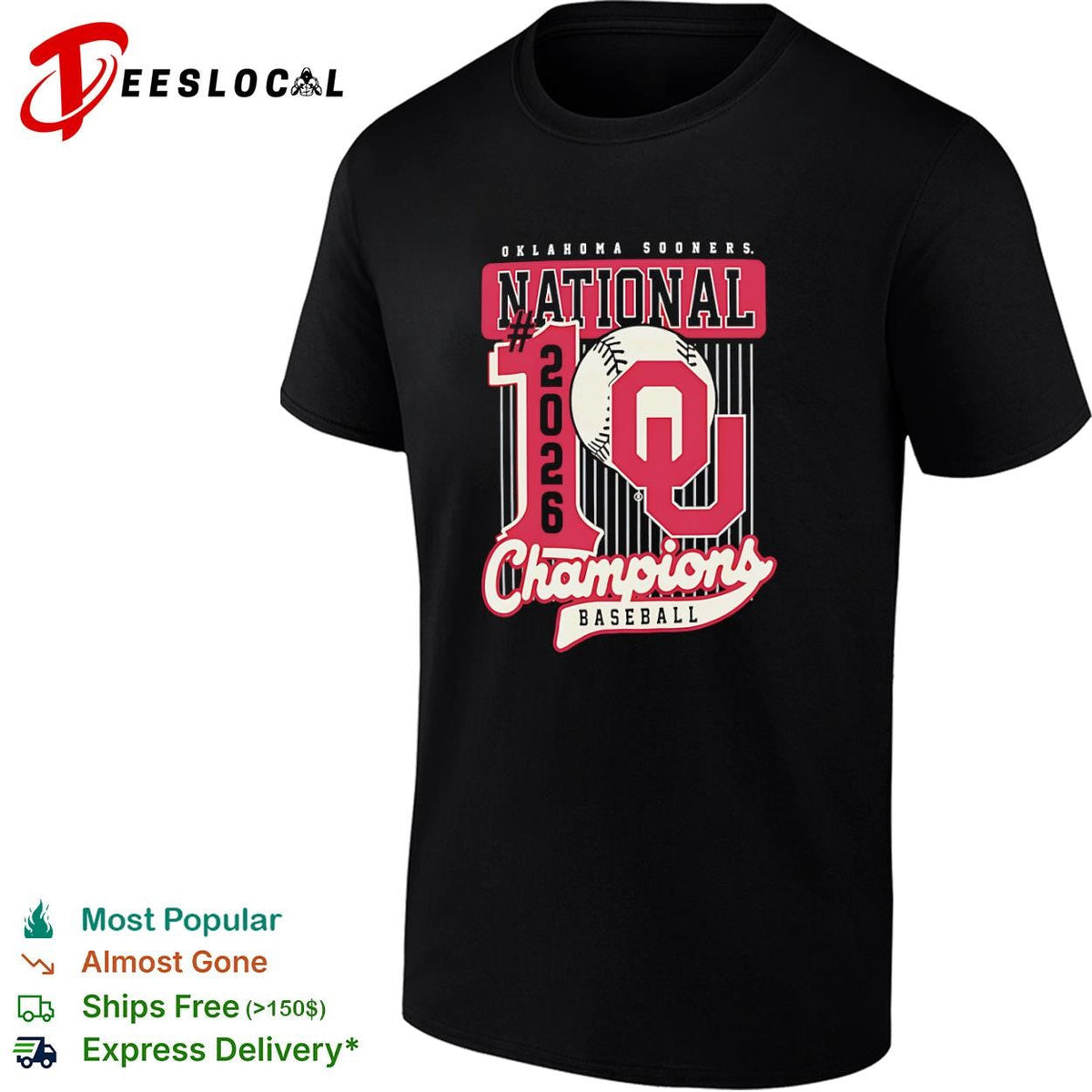 Oklahoma Sooners National 2026 Champions Baseball shirt Unisex