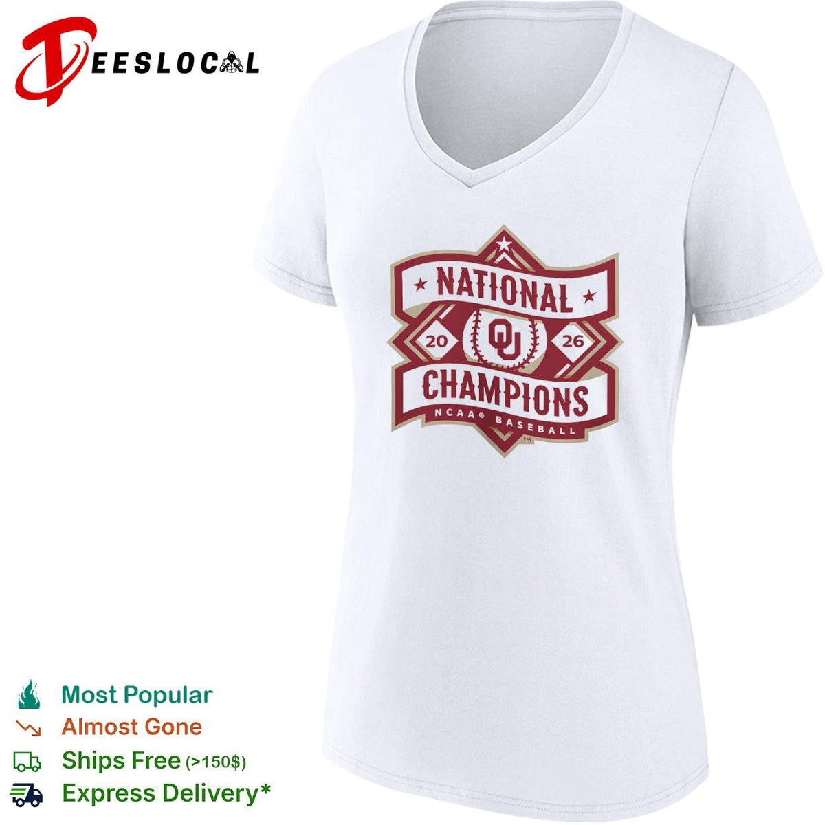 Oklahoma Sooners National Champions 20 26 NCAA Baseball logo shirt Unisex