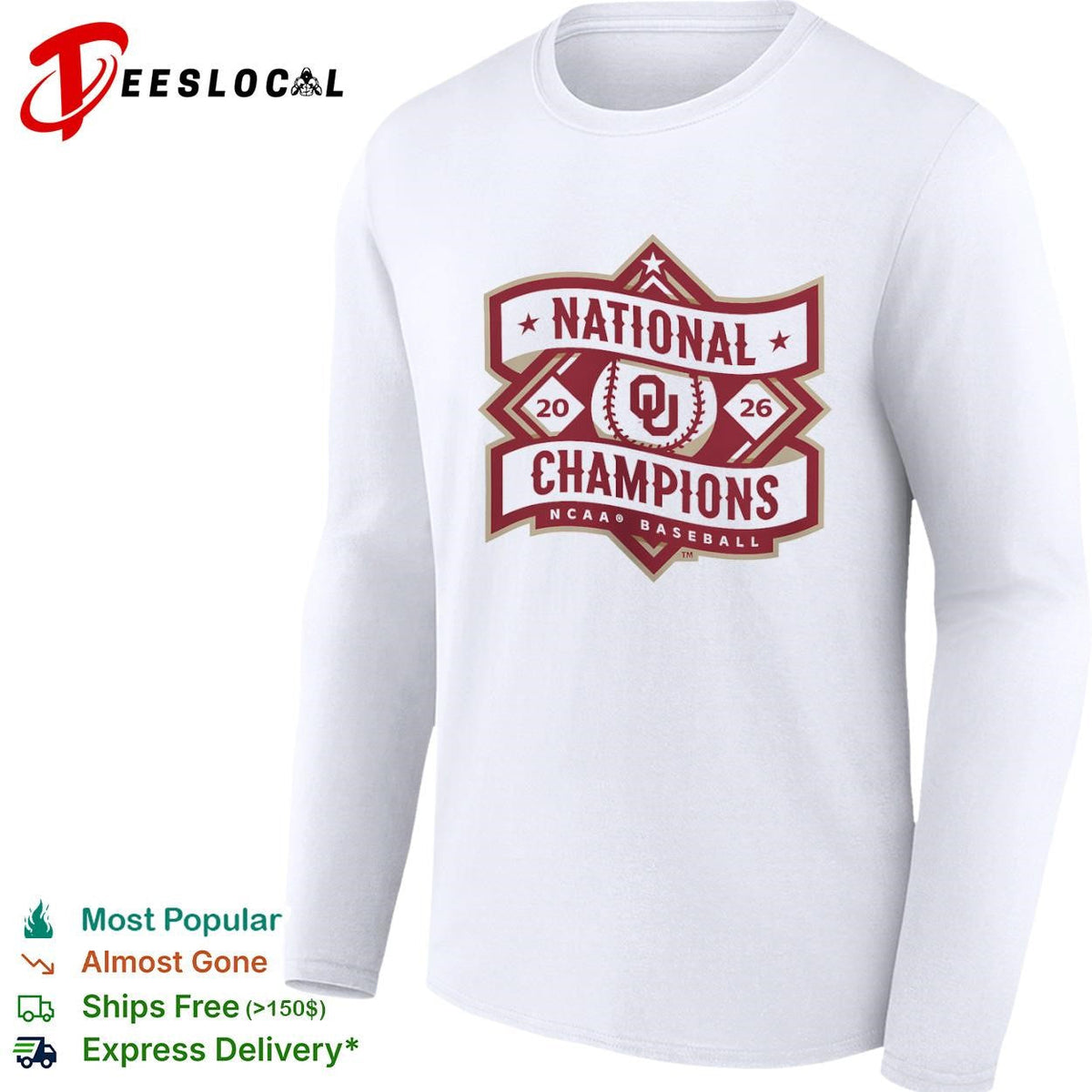 Oklahoma Sooners National Champions 20 26 NCAA Baseball logo shirt Unisex