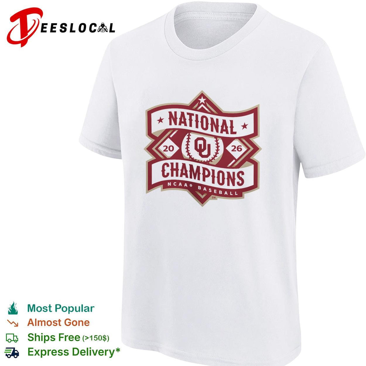 Oklahoma Sooners National Champions 20 26 NCAA Baseball logo shirt Unisex