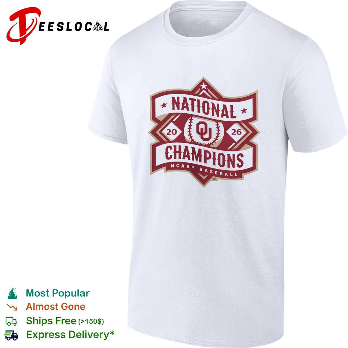 Oklahoma Sooners National Champions 20 26 NCAA Baseball logo shirt Unisex
