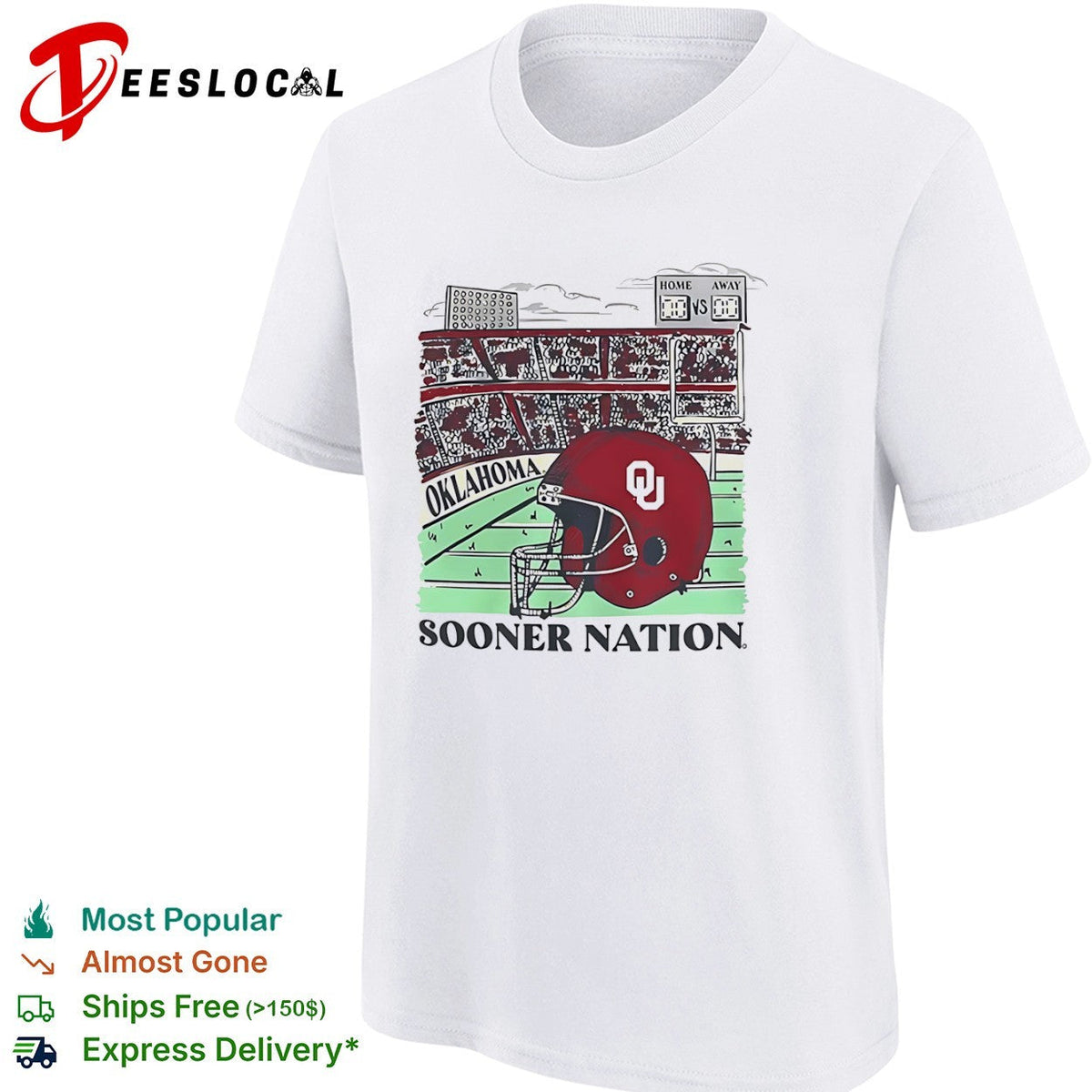 Oklahoma Sooners Sooner Nation football stadium helmet OU shirt Unisex