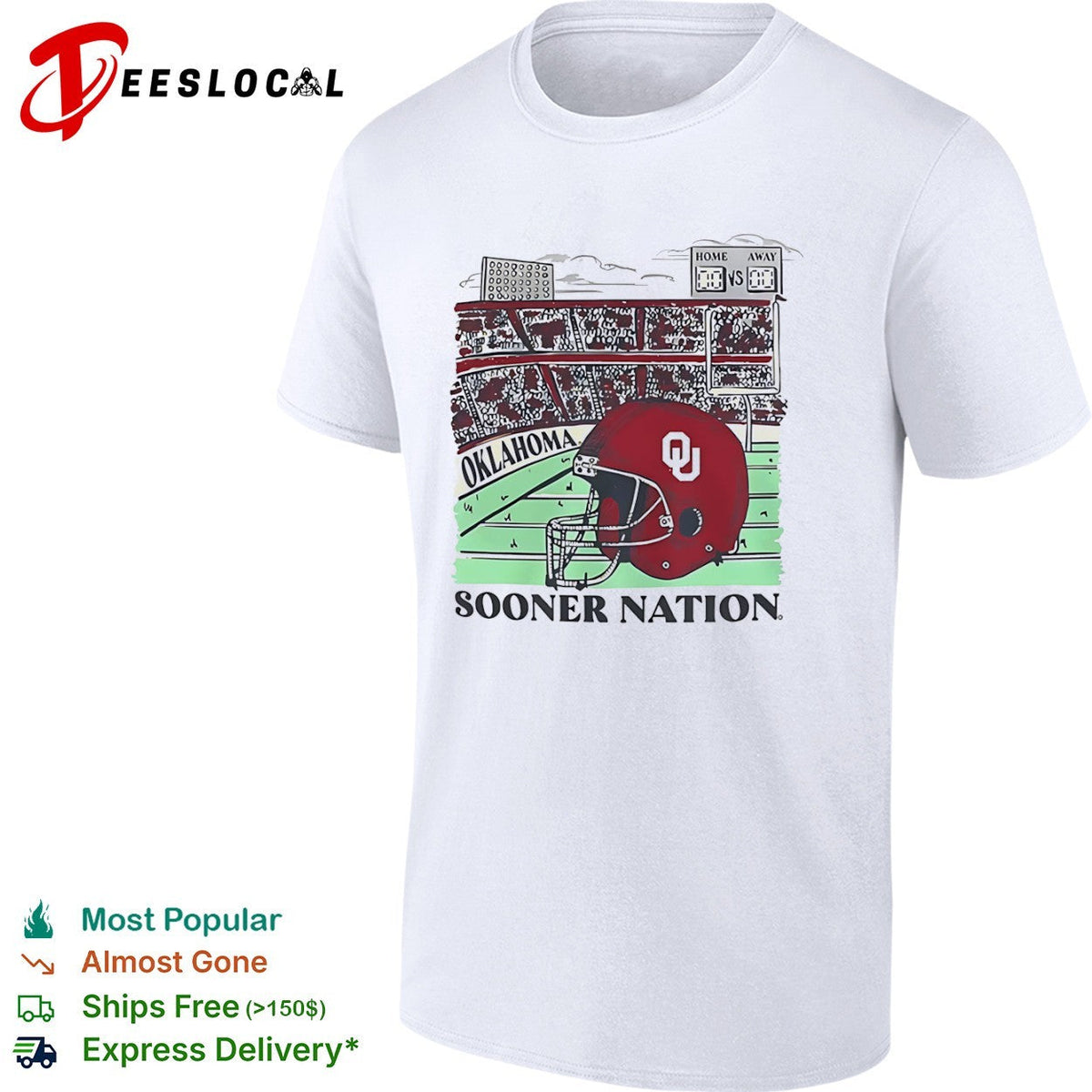 Oklahoma Sooners Sooner Nation football stadium helmet OU shirt Unisex