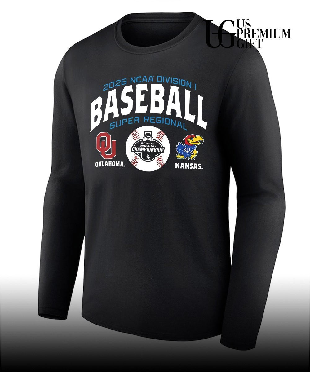 Oklahoma Sooners and Kansas Jayhawks 2026 NCAA Division I Baseball Super Regional shirt Unisex