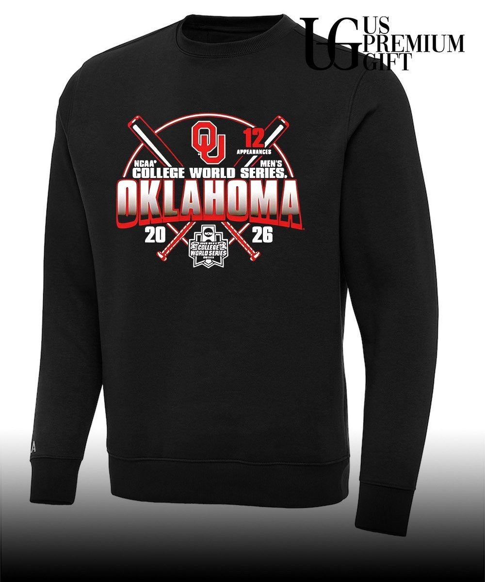 Oklahoma Sooners crossed bats 12 appearances NCAA Mens College World Series 2026 shirt Unisex