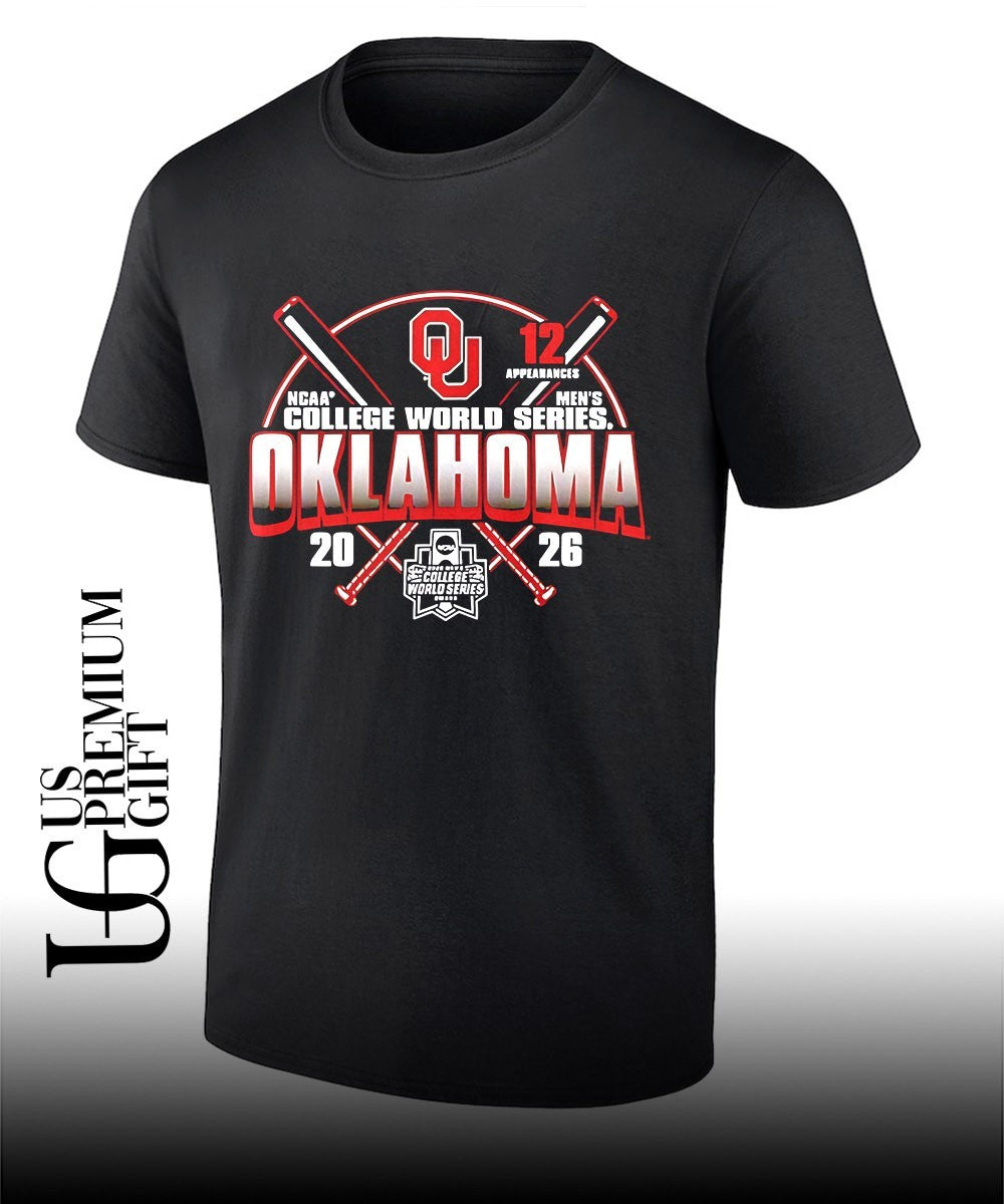 Oklahoma Sooners crossed bats 12 appearances NCAA Mens College World Series 2026 shirt Unisex