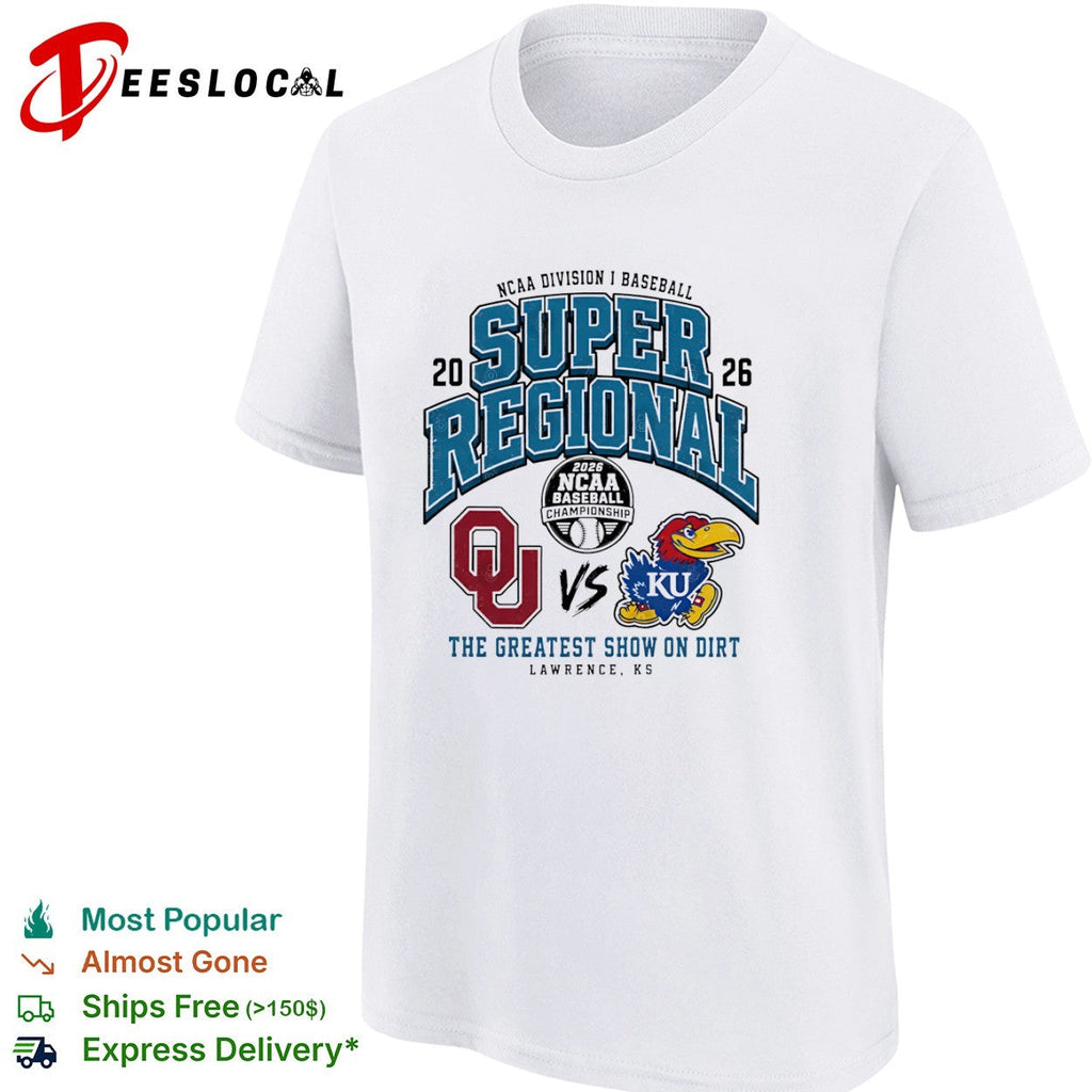 Oklahoma Sooners vs Kansas Jayhawks 2026 NCAA Division I Baseball Super Regional shirt Unisex