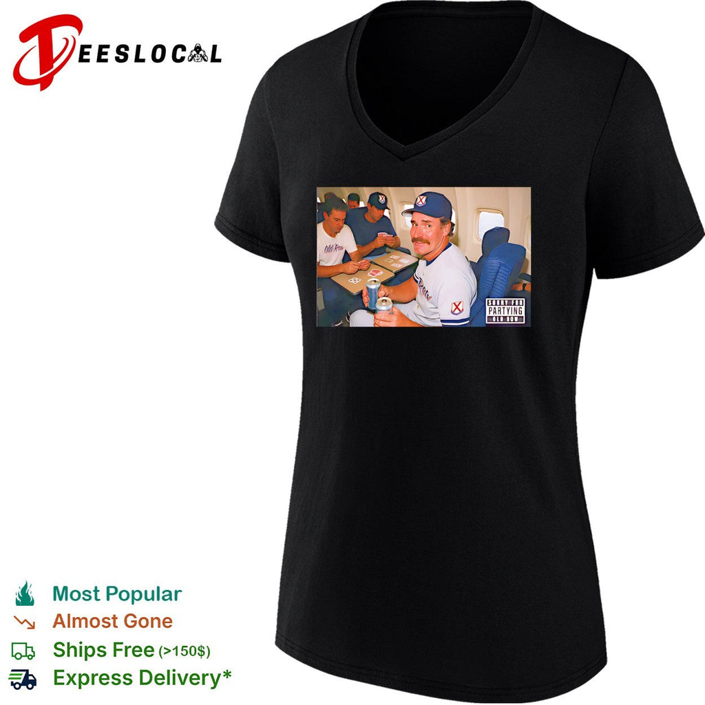 Old Row sorry for partying baseball player plane vintage photo shirt Unisex