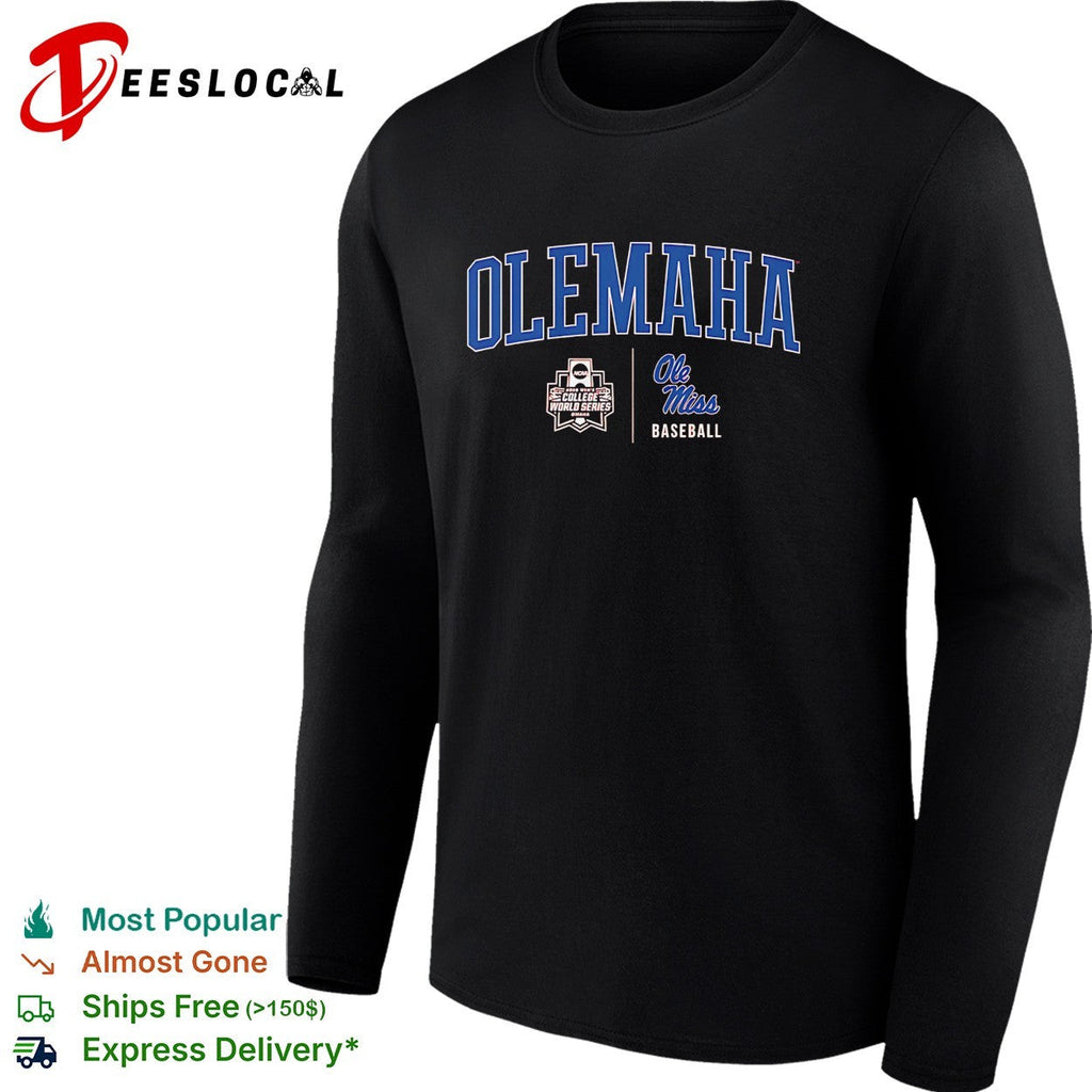 Olemaha Ole Miss Rebel College World Series baseball red shirt Unisex