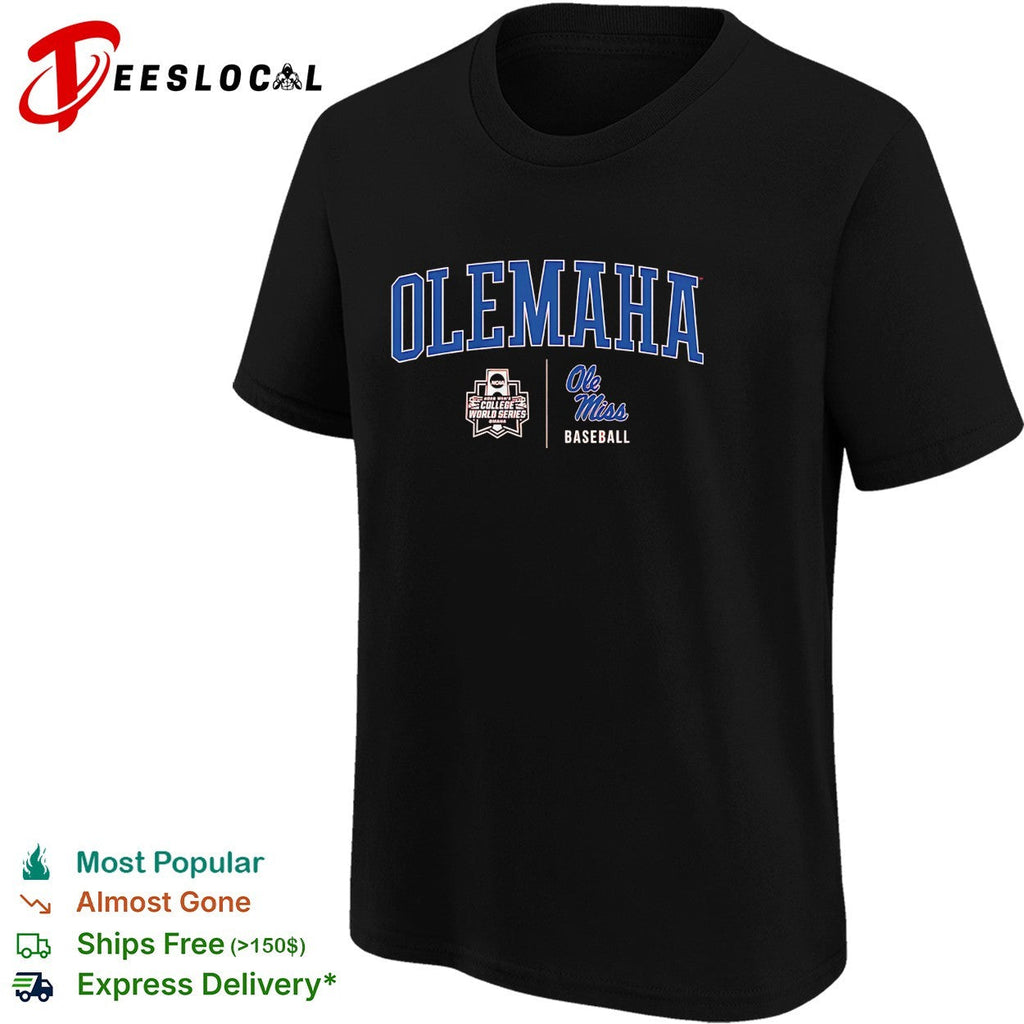 Olemaha Ole Miss Rebel College World Series baseball red shirt Unisex