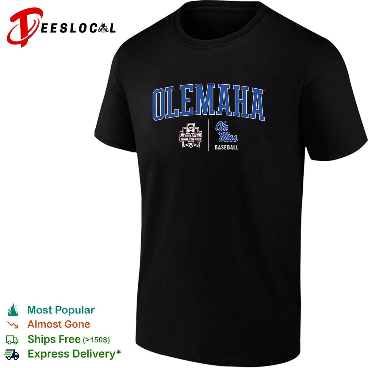 Olemaha Ole Miss Rebel College World Series baseball red shirt Unisex