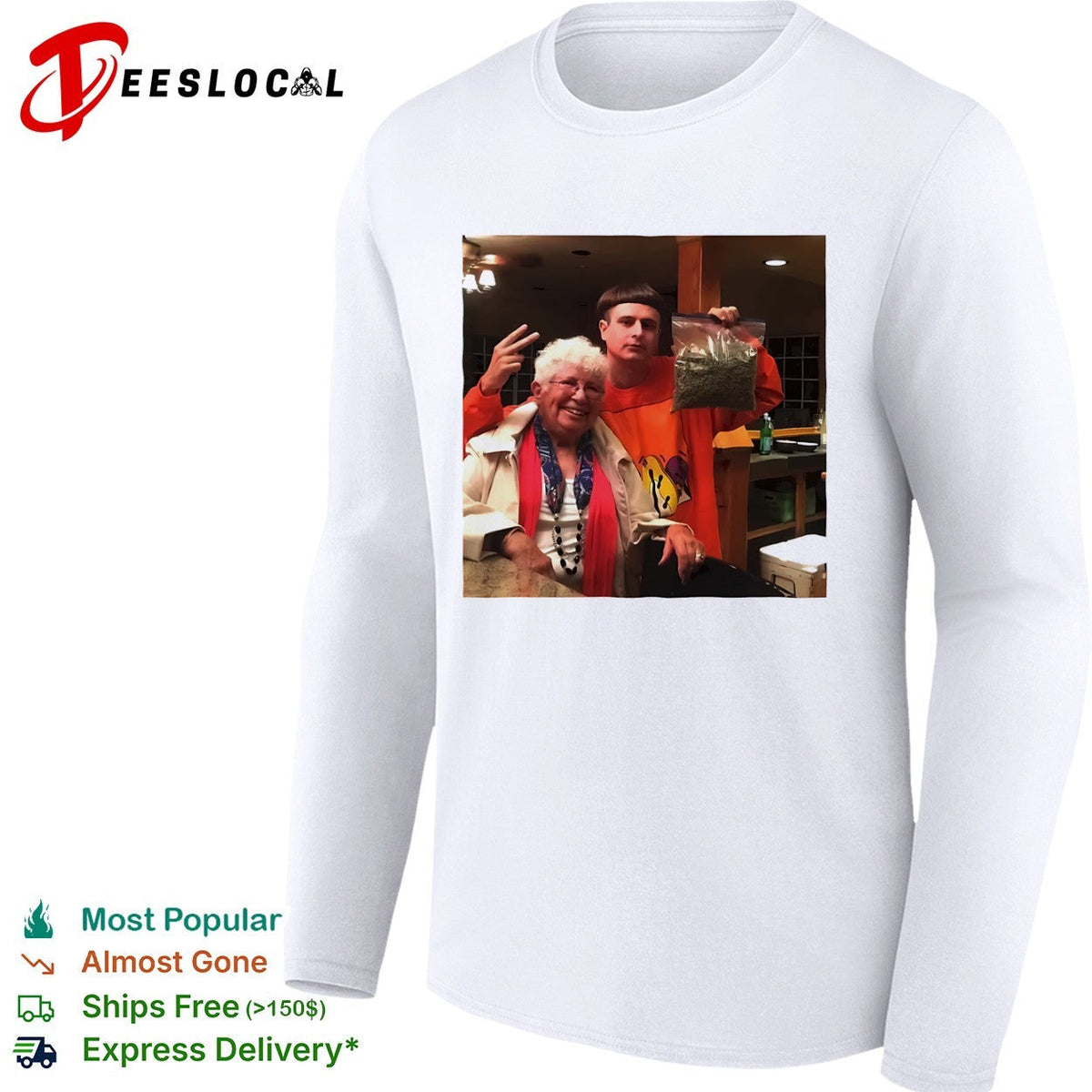 Oliver Tree with Grandma Marijuana Sack Viral Internet Meme Celebrity Photo shirt Unisex