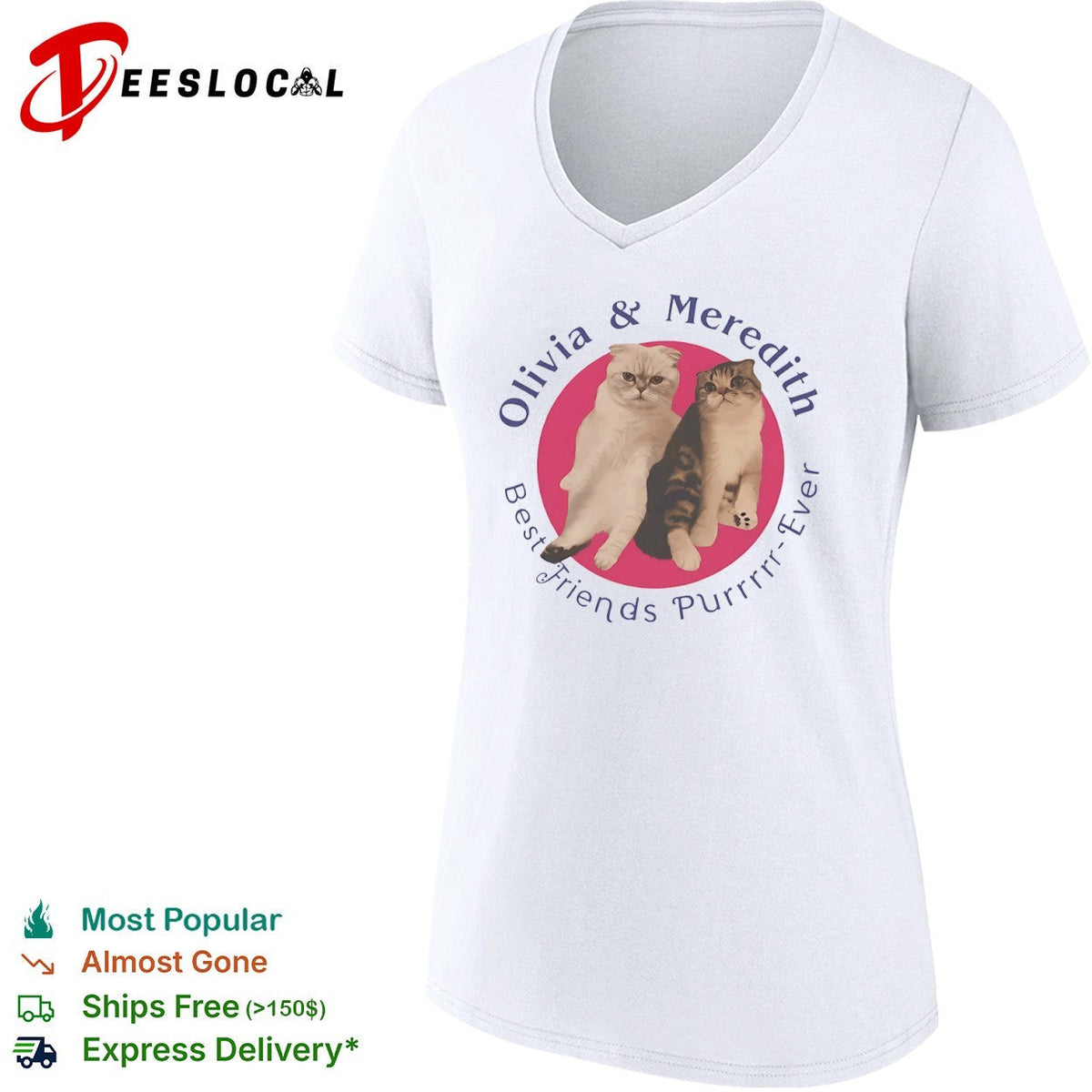 Olivia and Meredith Best Friends Purrrrr Ever Scottish Fold Cat shirt Unisex
