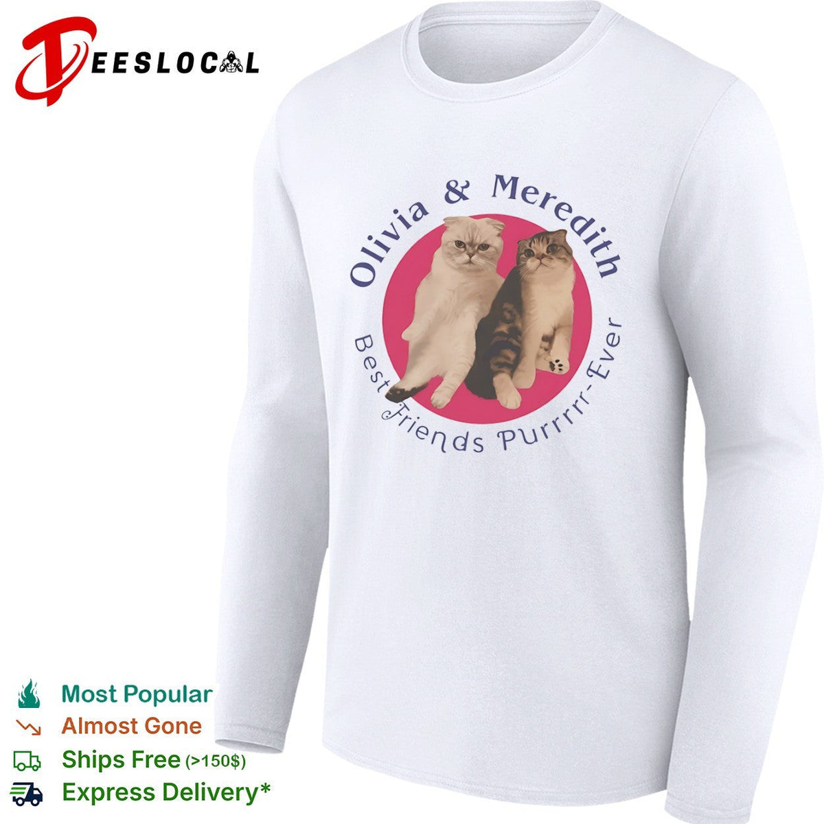 Olivia and Meredith Best Friends Purrrrr Ever Scottish Fold Cat shirt Unisex