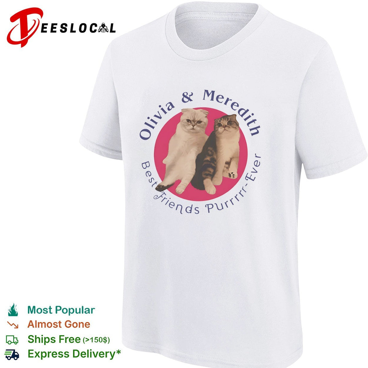 Olivia and Meredith Best Friends Purrrrr Ever Scottish Fold Cat shirt Unisex