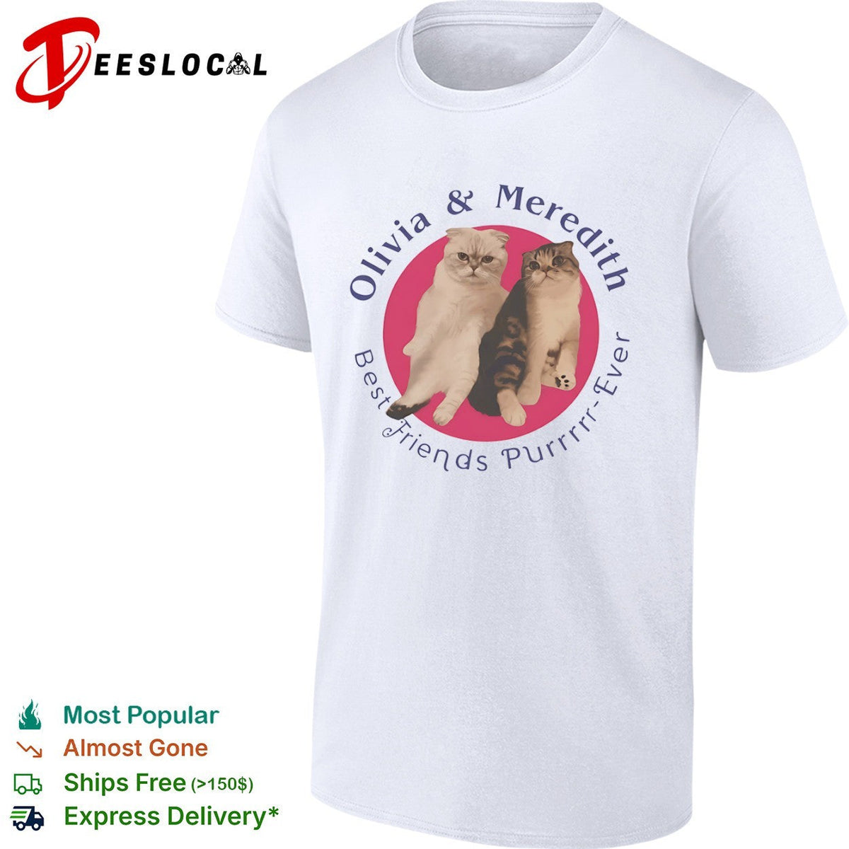 Olivia and Meredith Best Friends Purrrrr Ever Scottish Fold Cat shirt Unisex