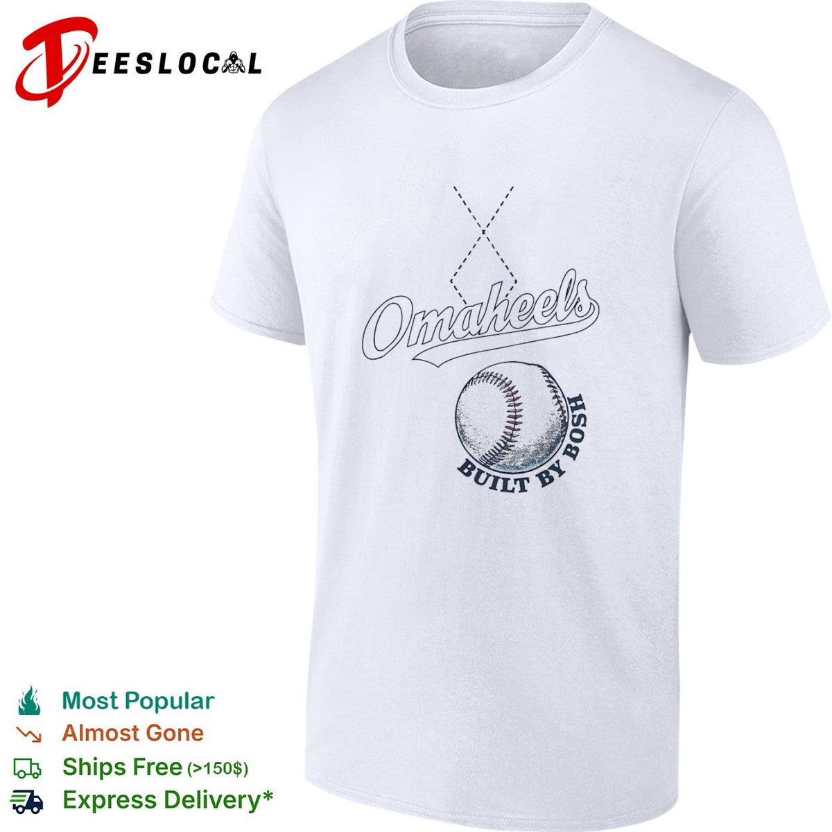 Omaheels Built by Bosh Baseball Team logo shirt Unisex