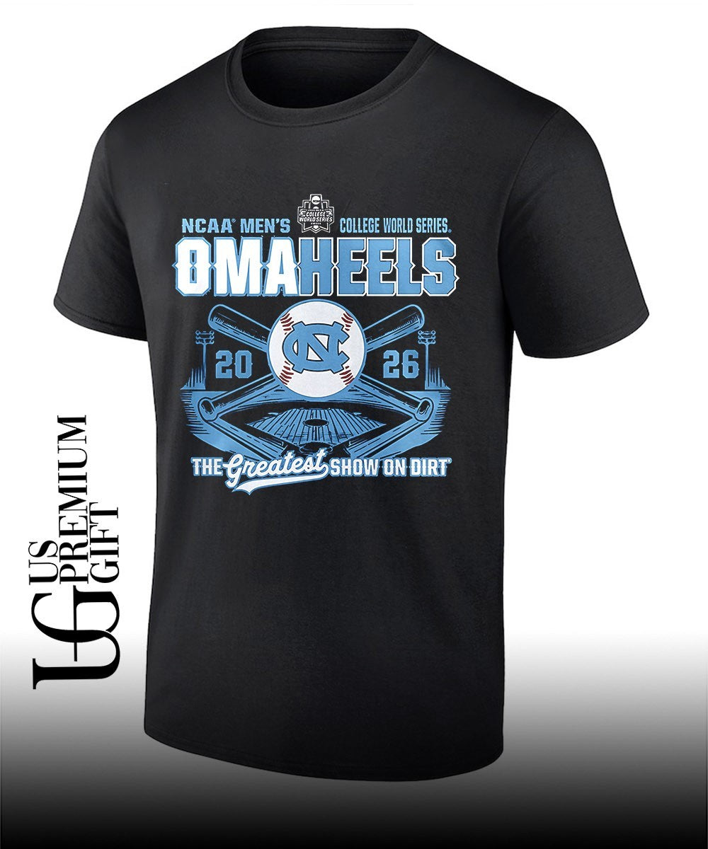 Omaheels North Carolina Tar Heels 2026 Baseball NCAA Men’s College World Series Stadium shirt