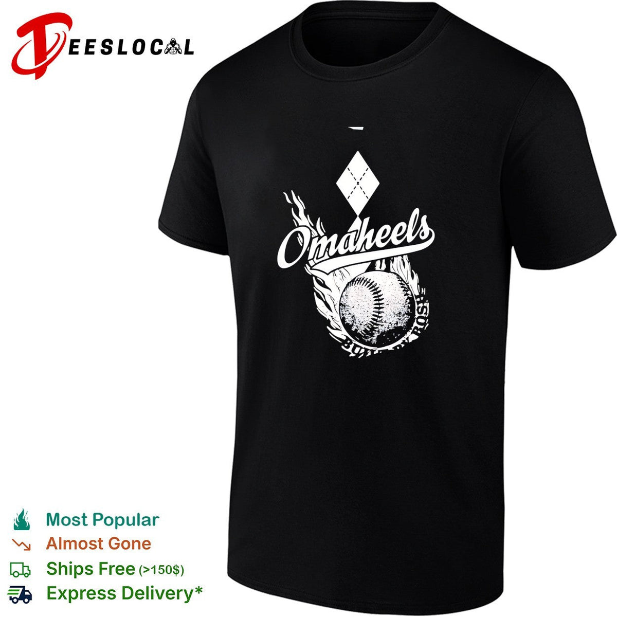 Omaheels North Carolina baseball flame graphic College World Series shirt Unisex