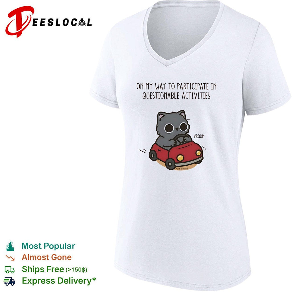 On my way to participate in questionable activities cat driving car shirt Unisex