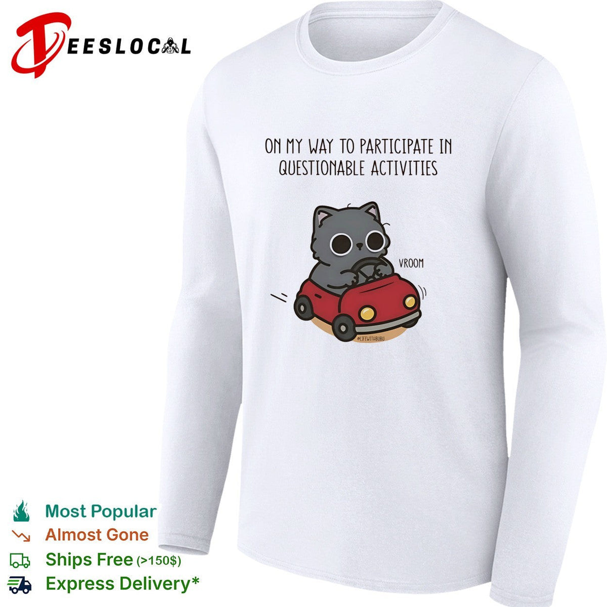 On my way to participate in questionable activities cat driving car shirt Unisex