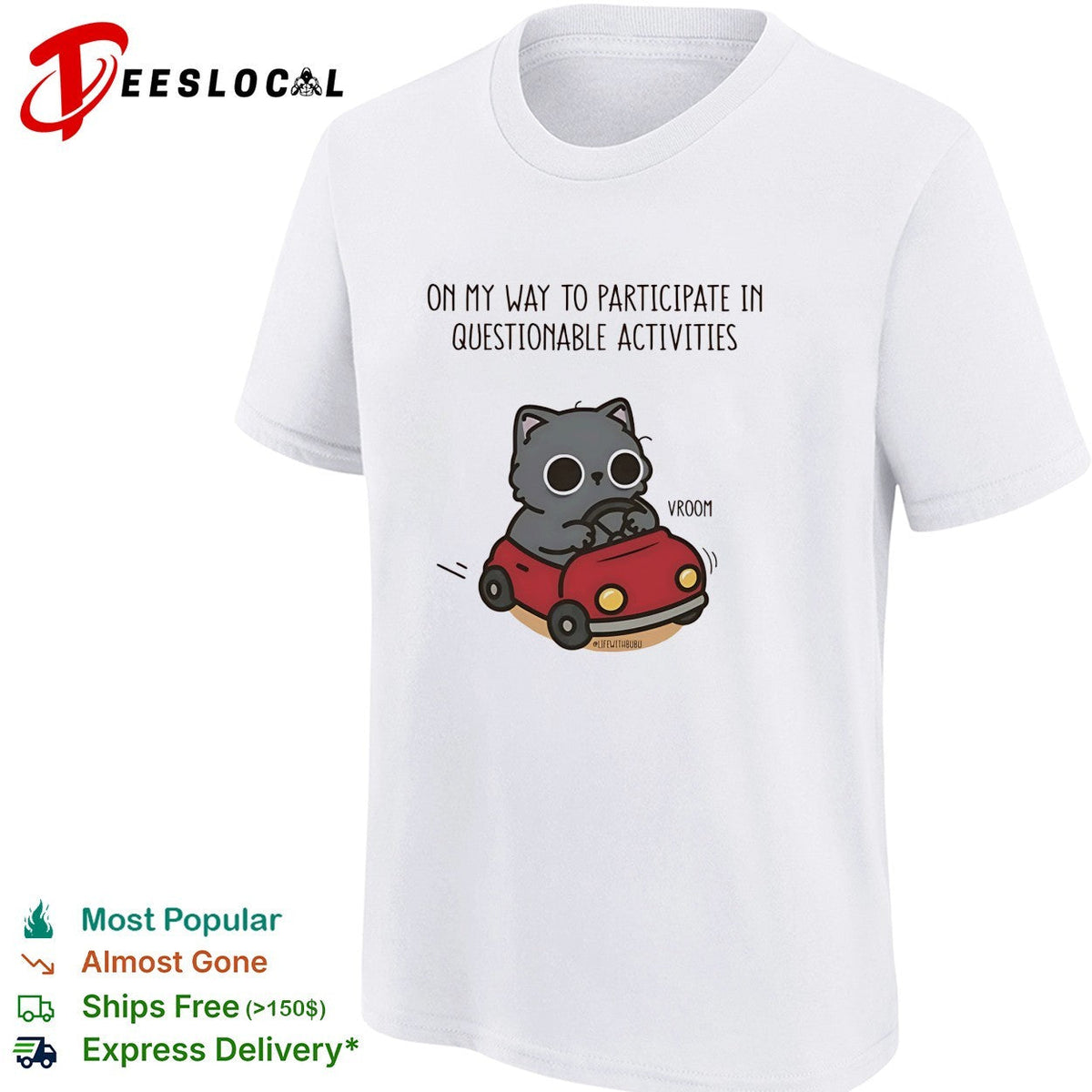 On my way to participate in questionable activities cat driving car shirt Unisex