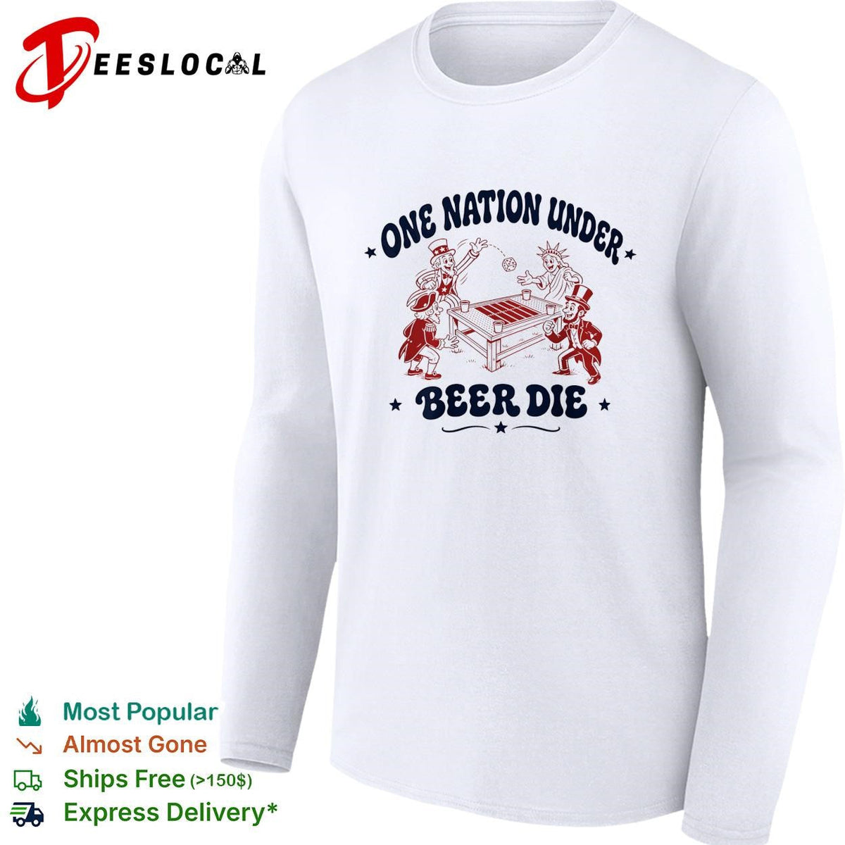 One nation under beer die founding fathers patriotic drinking funny shirt Unisex