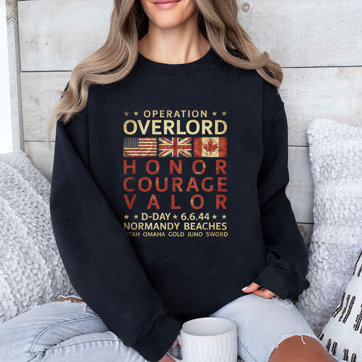 Operation Overlord Honor Courage Valor D-Day 6.6.44 Normandy Beaches T Shirt Unisex