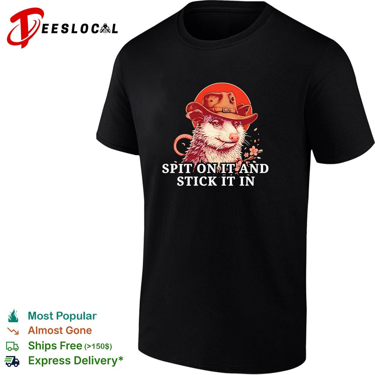 Opossum wearing cowboy hat spit on it and stick it in vintage shirt Unisex