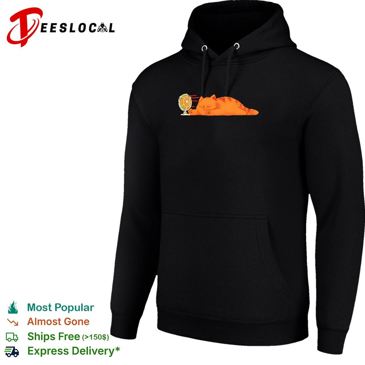 Orange cat lying in front of fan shirt Unisex