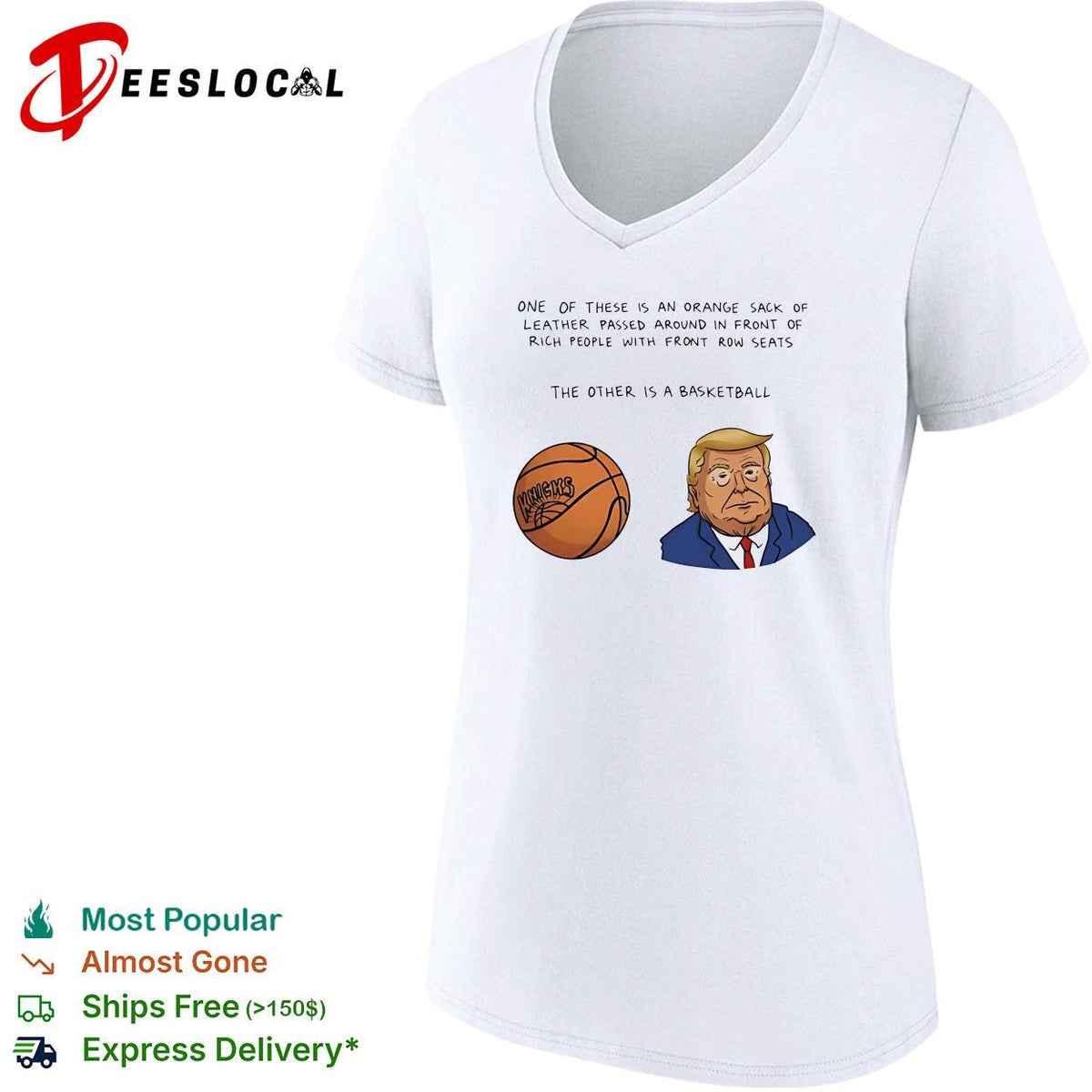 Orange sack of leather versus basketball Trump Knicks political humor shirt Unisex