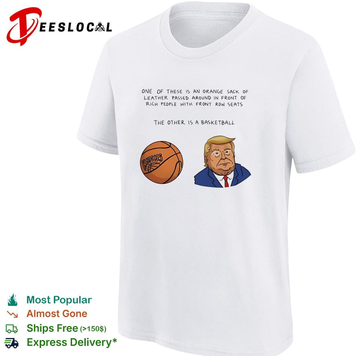 Orange sack of leather versus basketball Trump Knicks political humor shirt Unisex