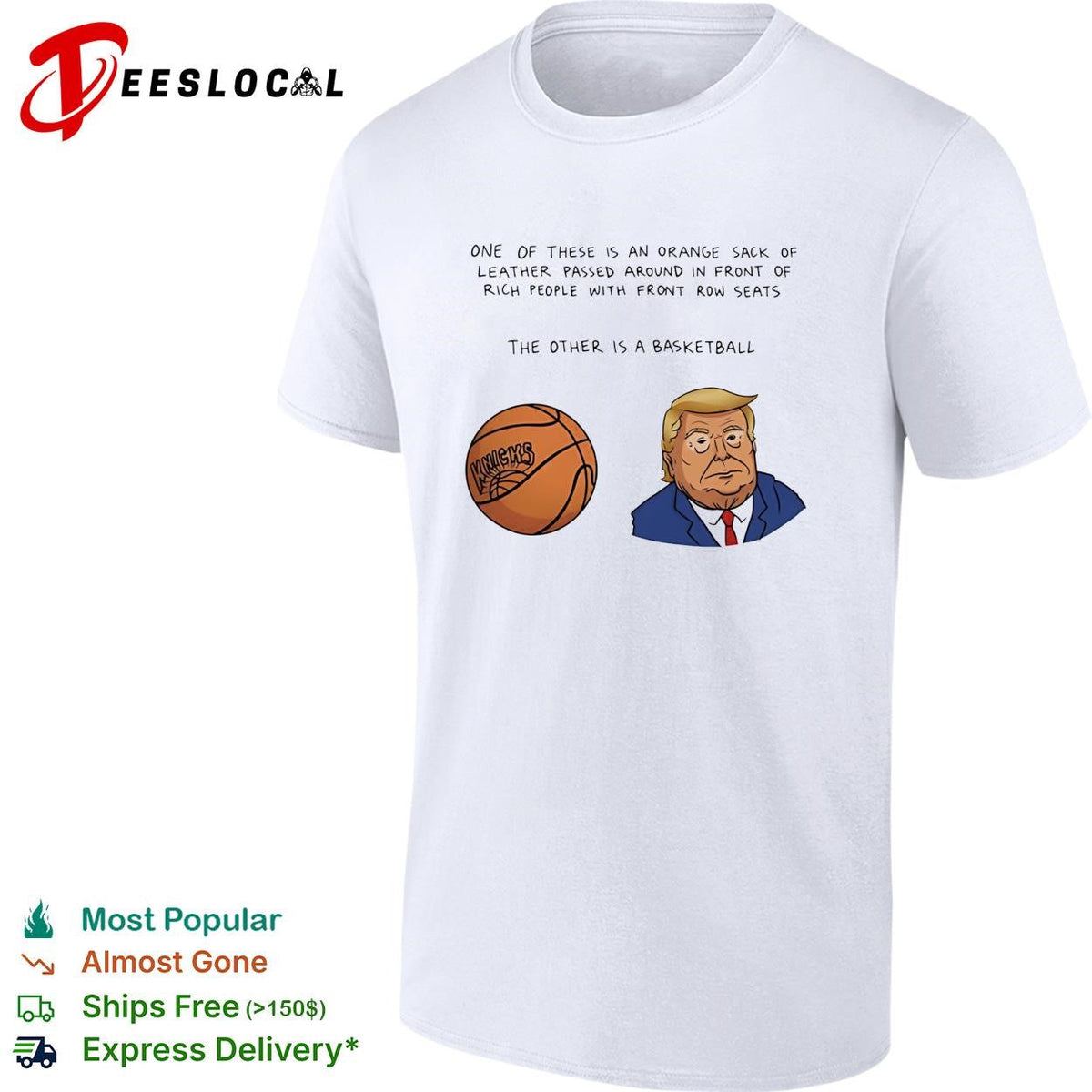 Orange sack of leather versus basketball Trump Knicks political humor shirt Unisex