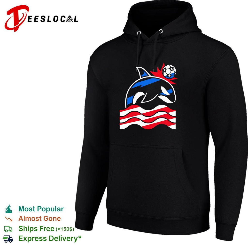 Orca whale soccer ball wave stripes graphic shirt Unisex