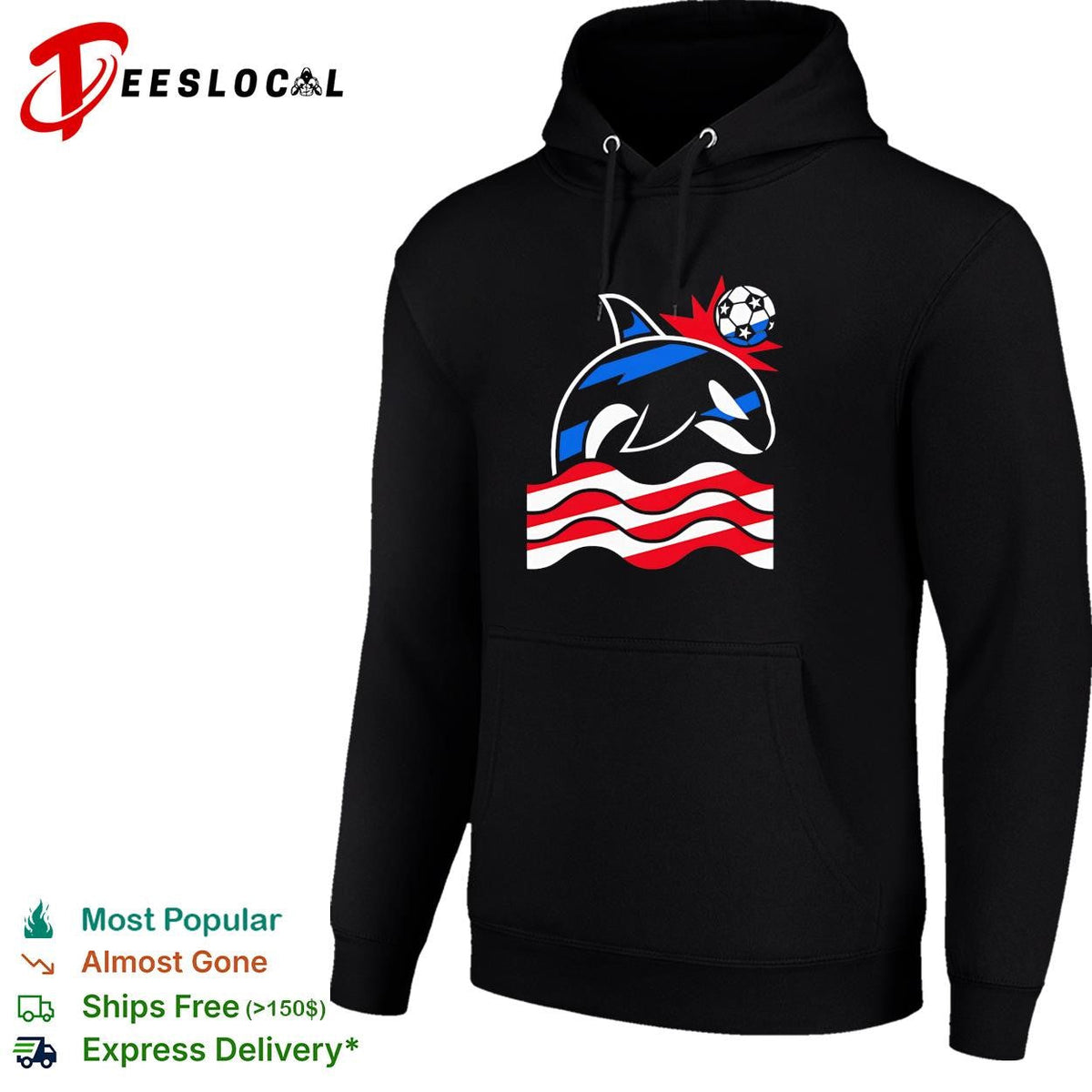 Orca whale soccer ball wave stripes graphic shirt Unisex