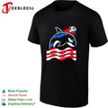 Orca whale soccer ball wave stripes graphic shirt Unisex