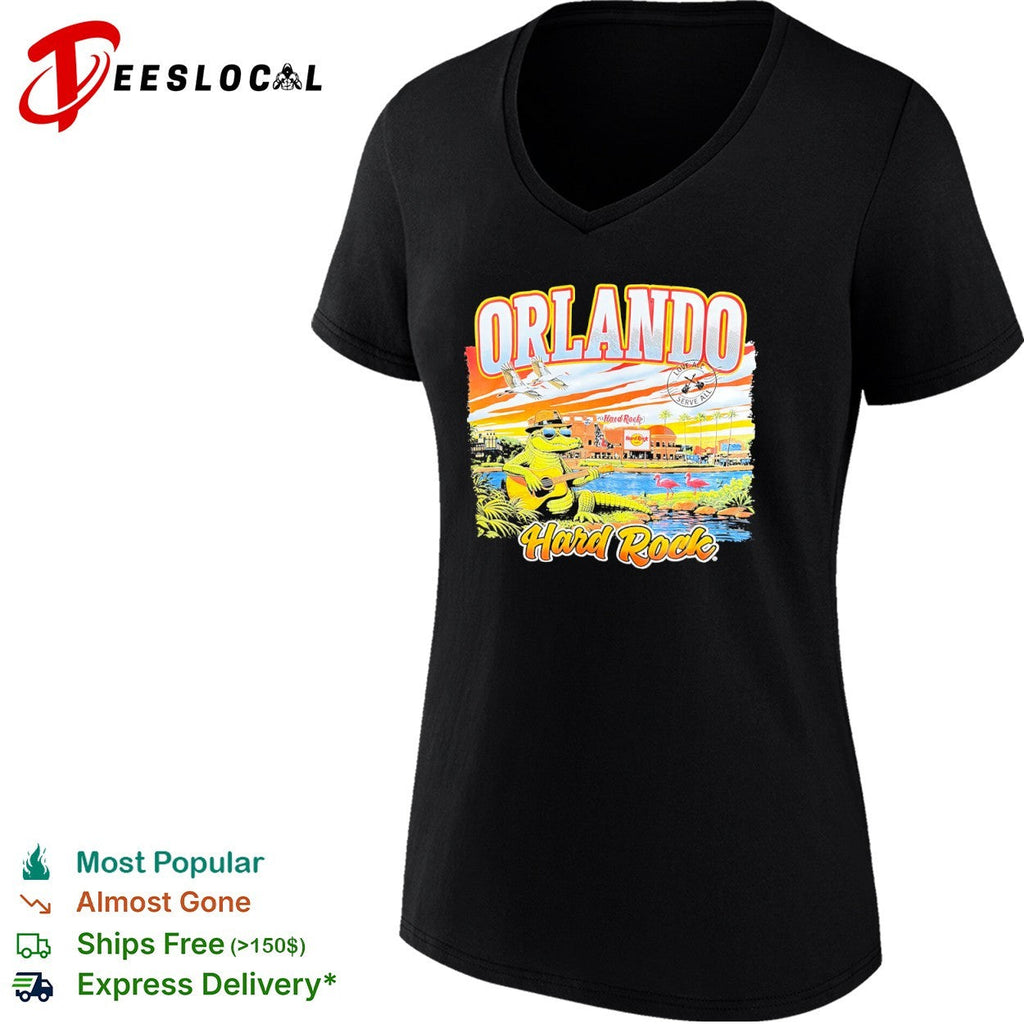 Orlando Hard Rock Cafe alligator guitar flamingo shirt Unisex
