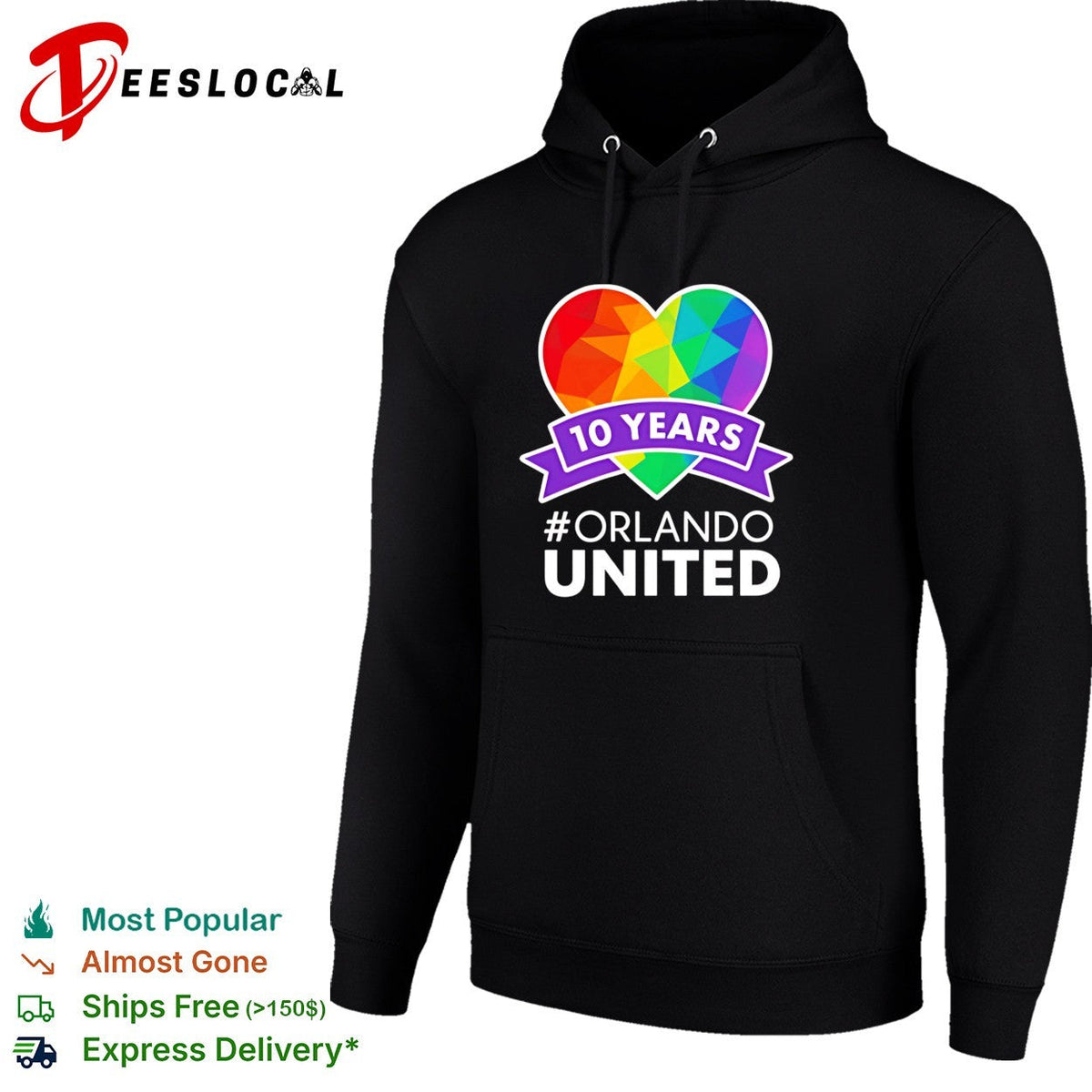Orlando United 10 years anniversary rainbow heart LGBTQ community memorial shirt Unisex